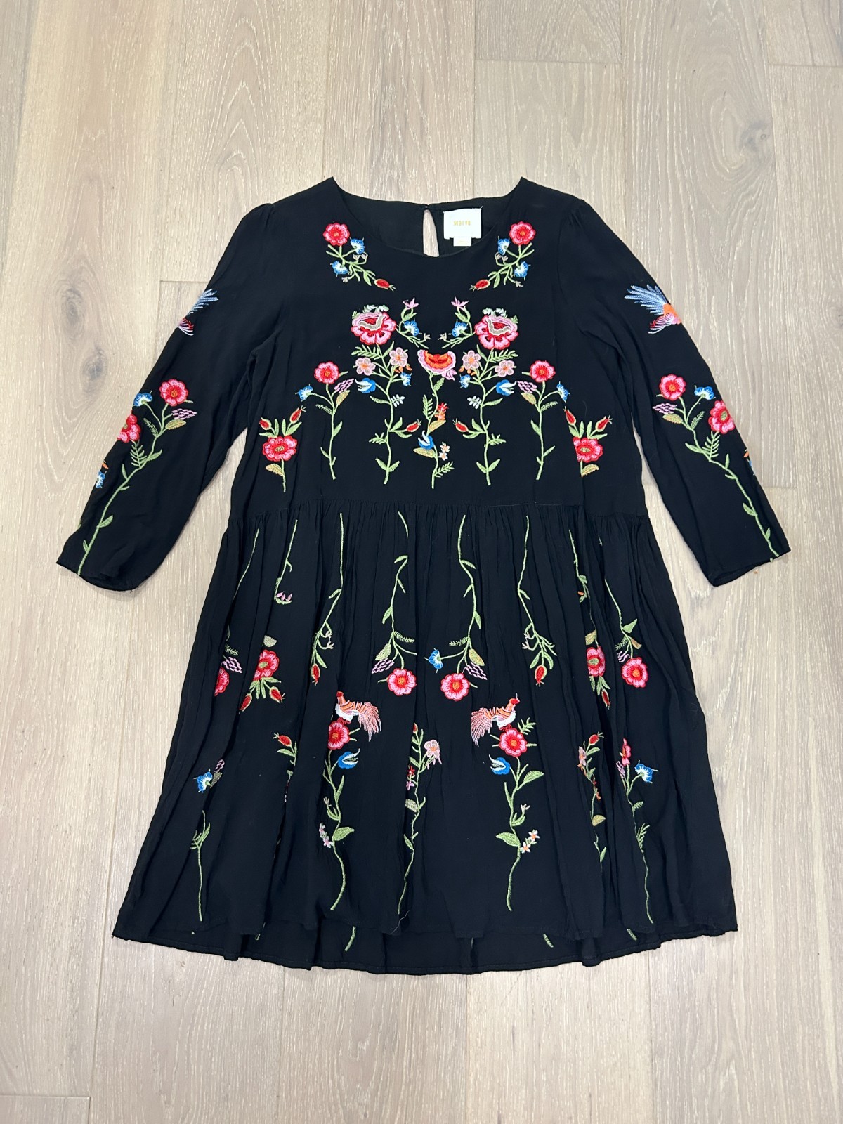 Maeve Anthropologie – Embroidered Tunic Boho Dress Black – Small