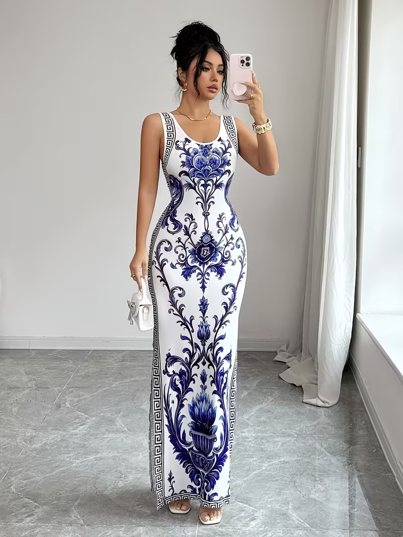 Luxurious Chinoiserie Waist Cinching Retro UAE Style Robe