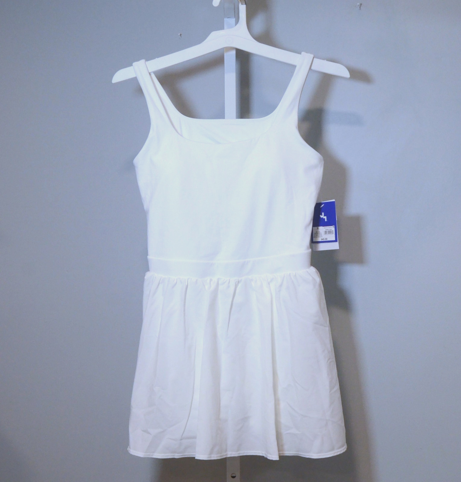NWT JoyLab Size S White 1-Piece Activewear Dress Built-in Shorts w/Pockets