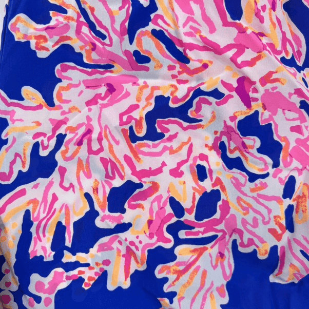 Lilly Pulitzer Sanilla Silk Dress Off The Shoulder xxs coral blue pink