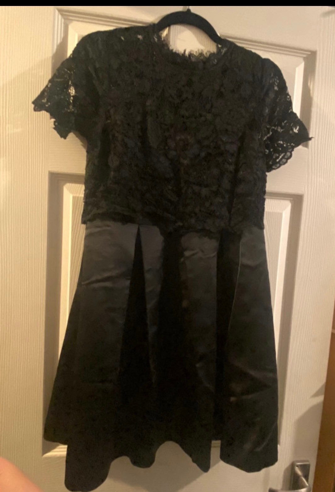 V By Very UK Size 10 Little Black Dress (LBD) floral netting + satin style skirt