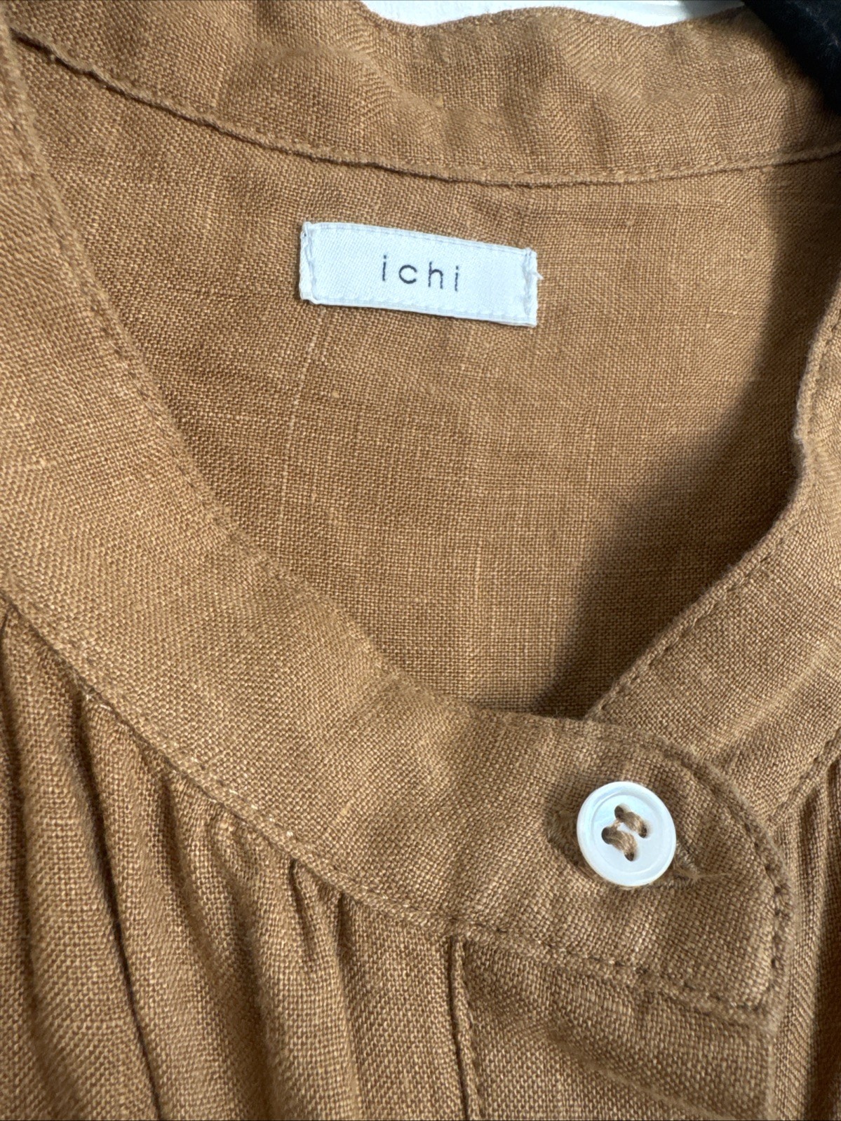 ICHI Women’s Linen Canvas Sleeveless Maxi Dress Tan Camel One Size