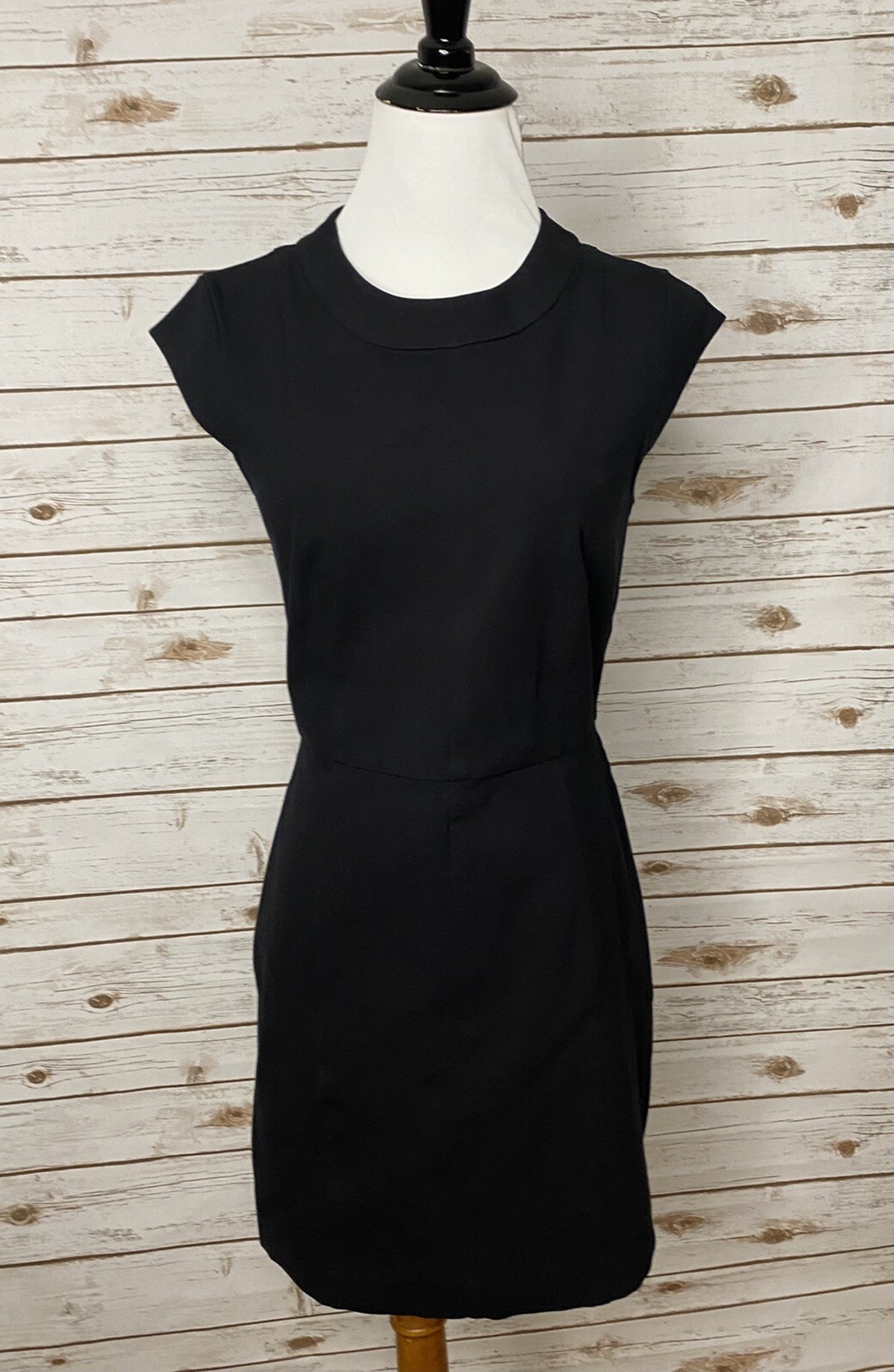 theory black classic office crew neck cotton-blend sheath mini dress Size 4