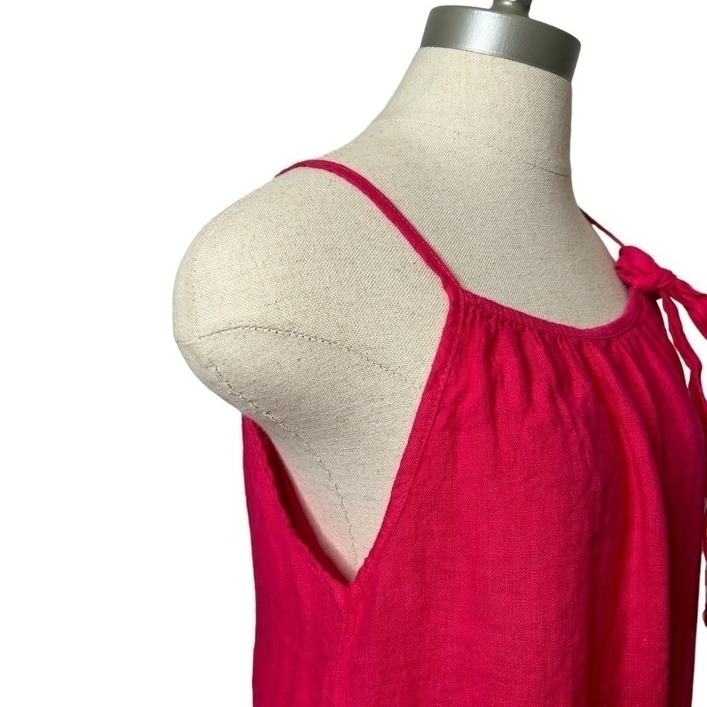 Lungo L’arno Women’s Pink Linen Dress Made In Italy Summer Beach Casual Small