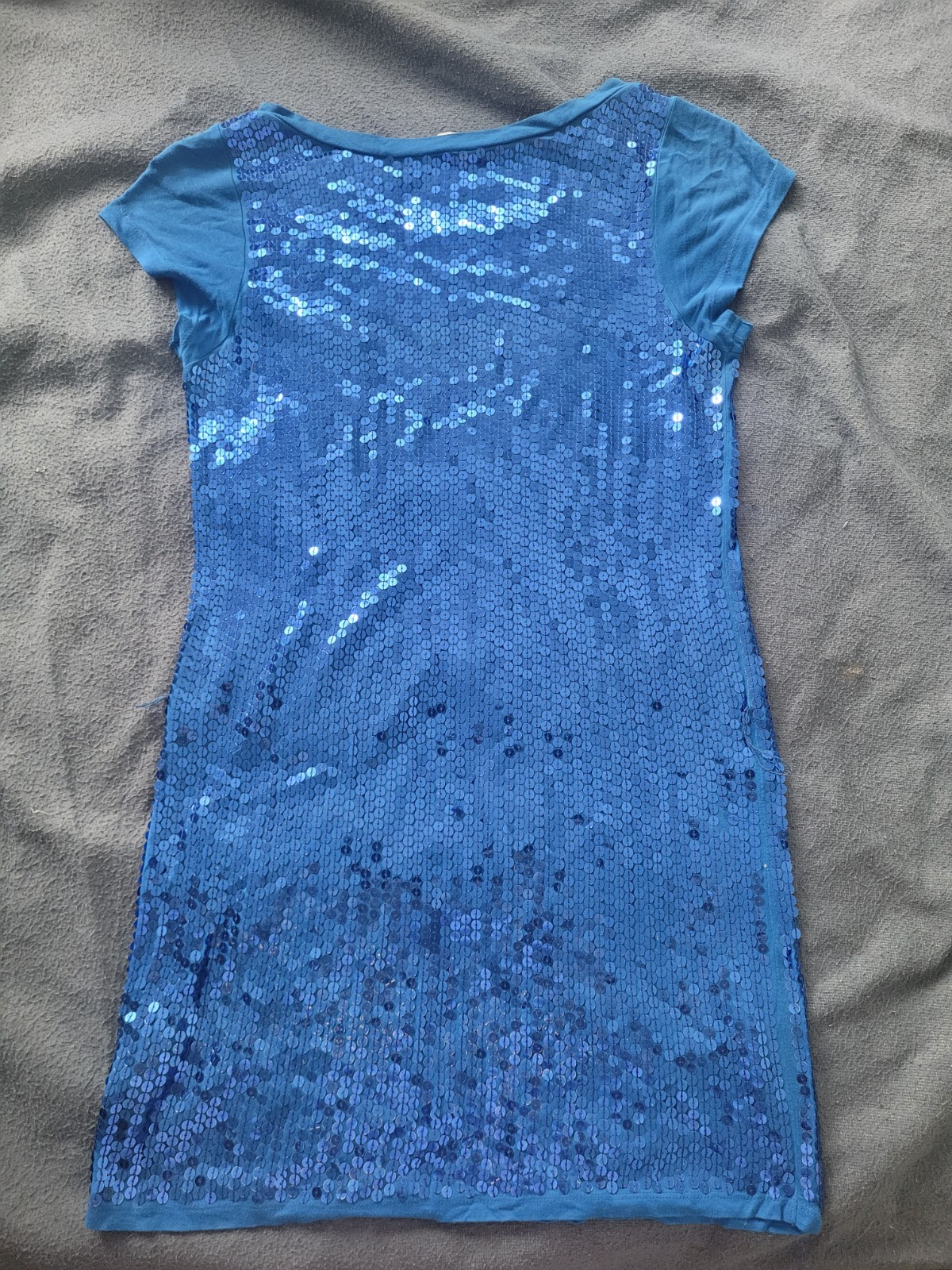 Oasis Royal Blue Sequin Mini Dress Long Top Flapper gatsby 20s disco UK 8