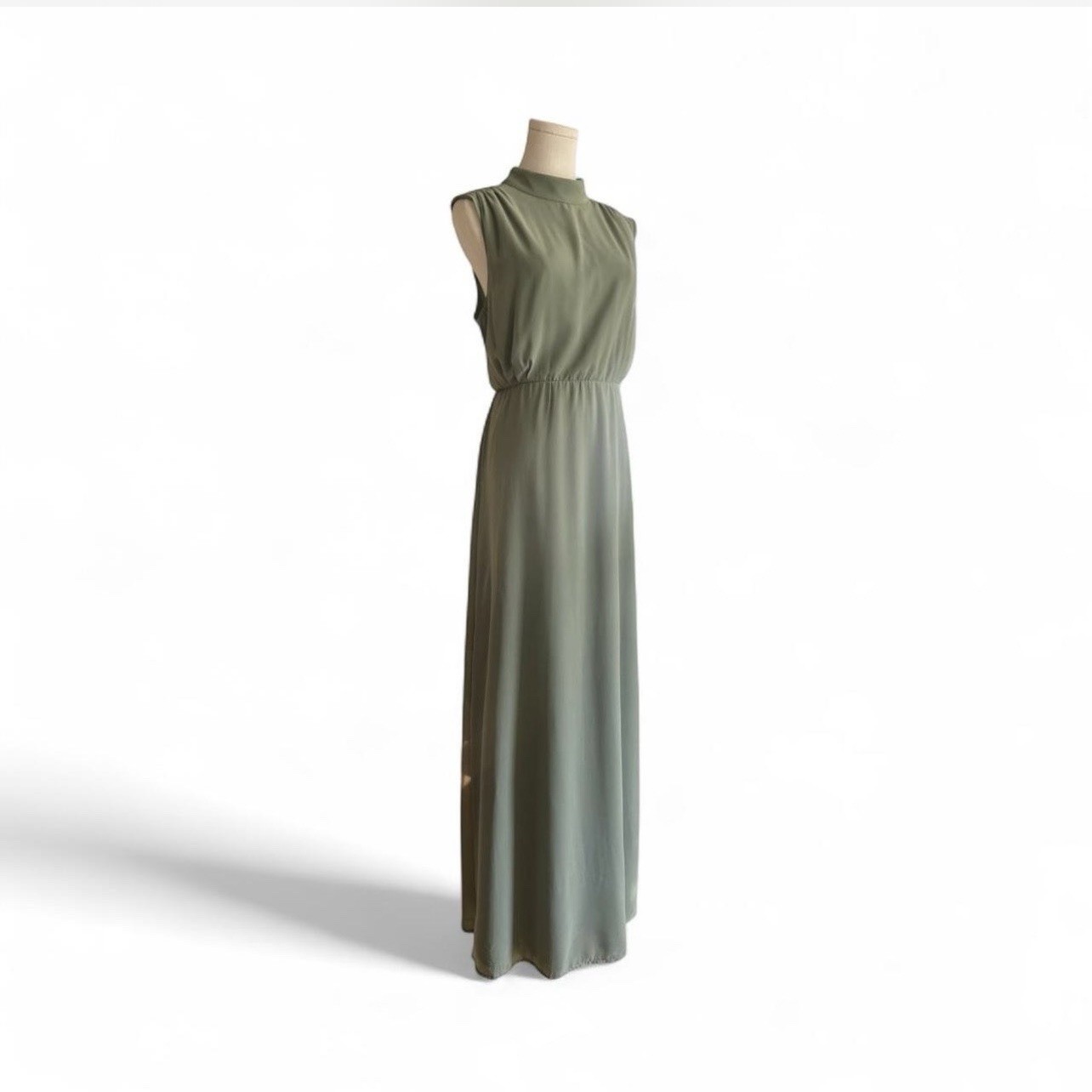 NWT Lulus Formal Mock Neck Sleeveless Side Slit Classic Elegance Sage Green XL