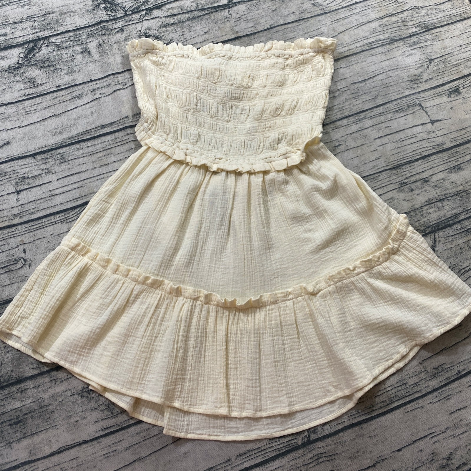 Sea New York Sophie Solid Strapless Smocked Cover Up Bodice Dress Womens M Cream