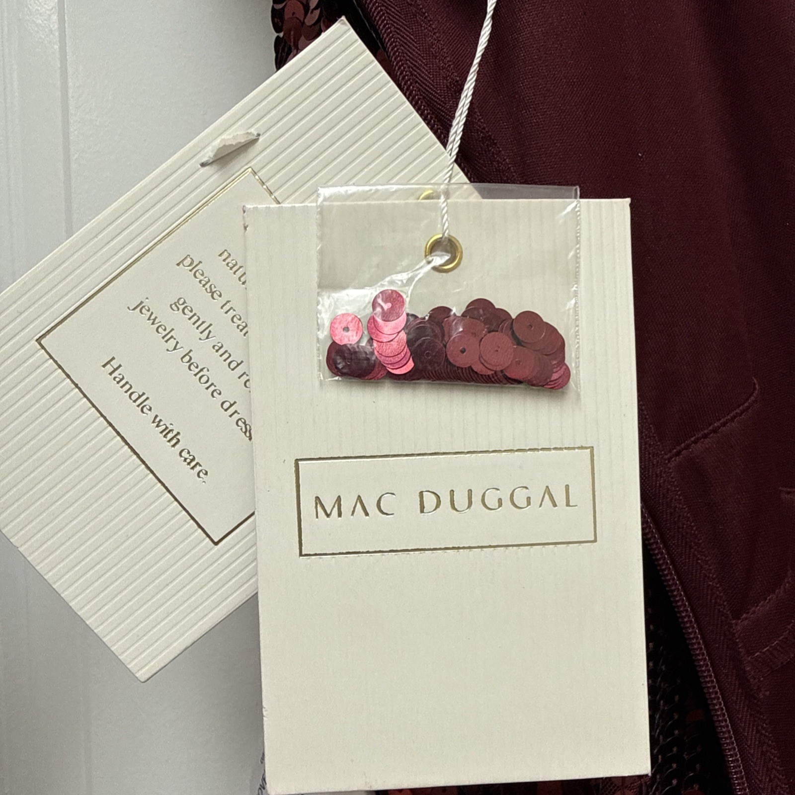 New Mac Duggal Size 4 Burgundy 93540 One-Shoulder Sequin Formal Gown Maxi Dress