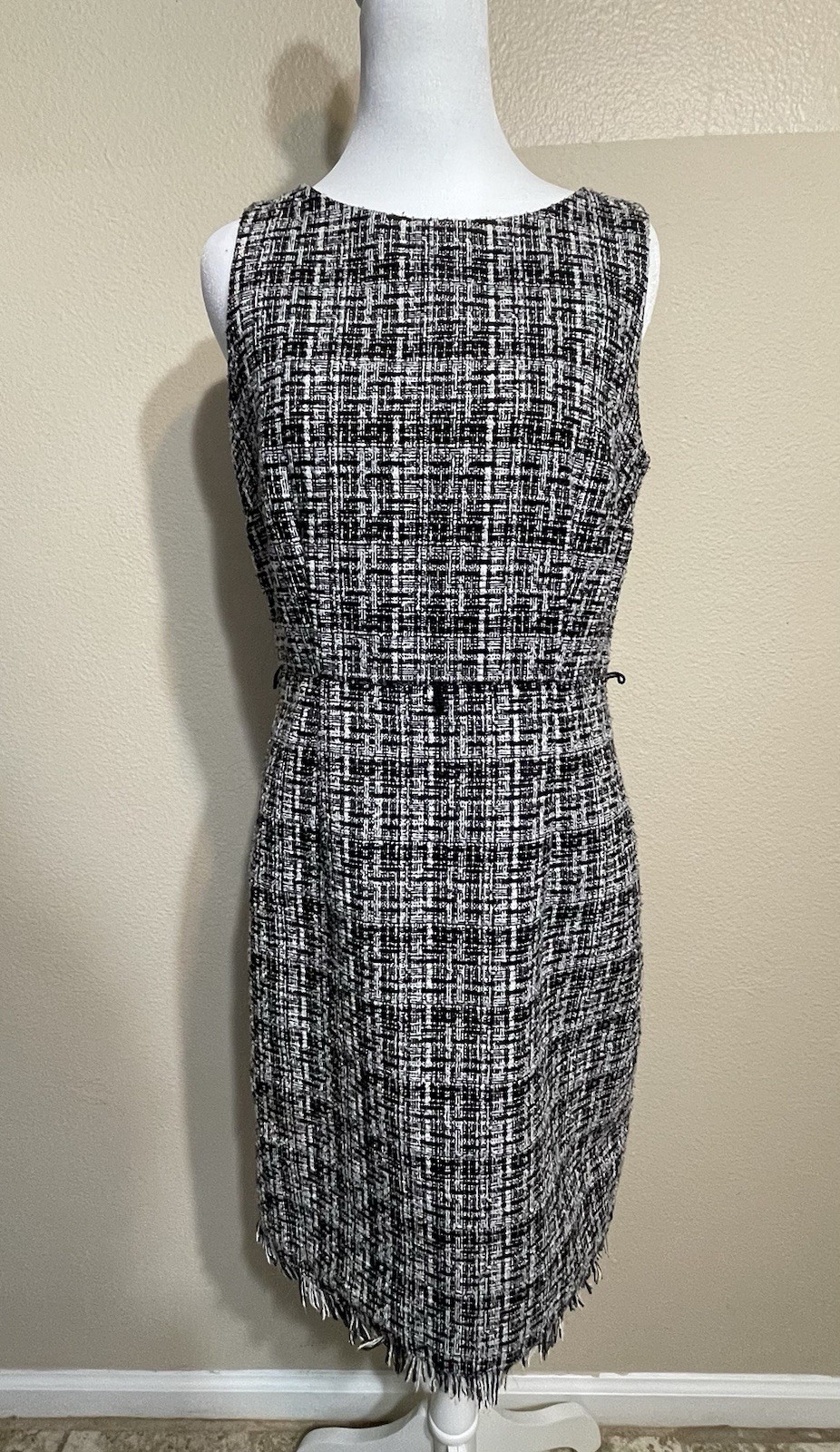 AGB Black and White Tweed Midi Dress women’s size 8 Y2K Old Money Academic