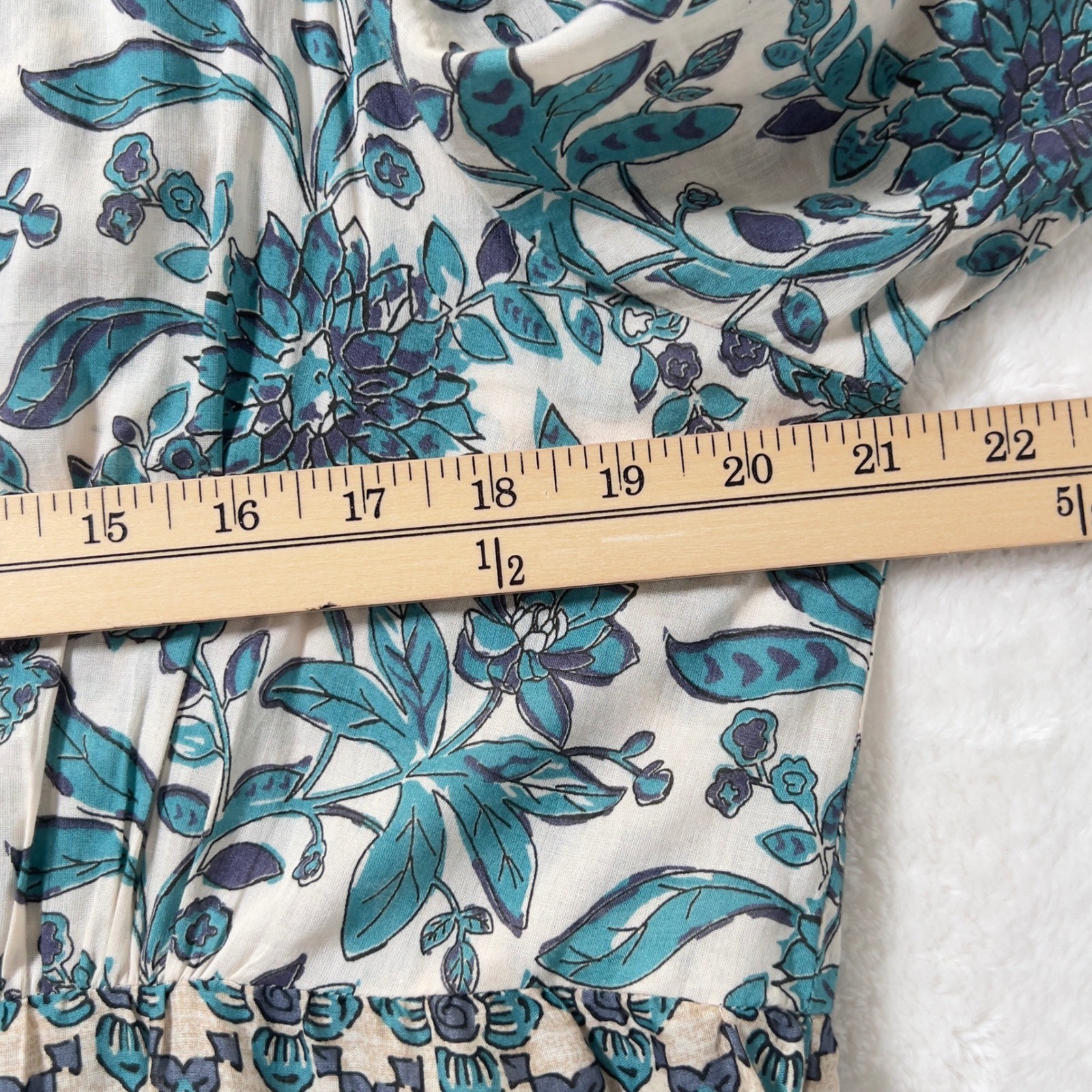 Zara Tiered Maxi Dress Womens Sz L Block Floral Print V-Neck Long Sleeve