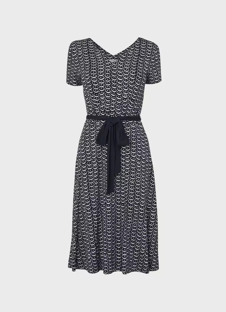 LK BENNETT ZOE CRESCENT PRINT JERSEY DRESS SIZE 12