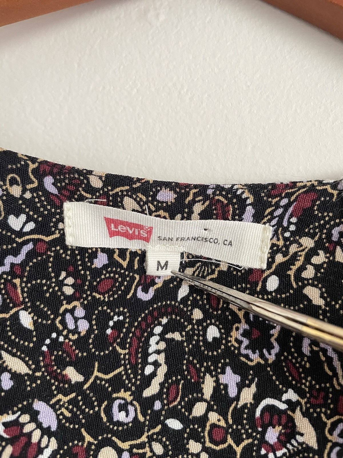 Levi’s Women’s Sz M Sarina Short Sleeve 90s Midi Dress Paisley Grunge Witchy