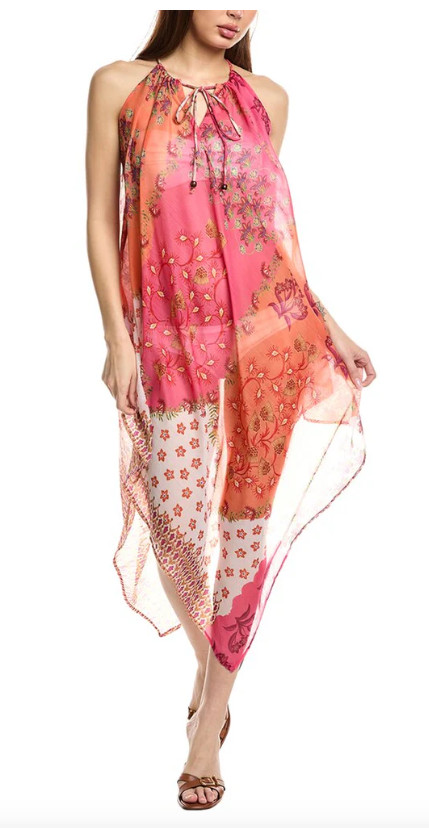 Echo Design Flora Handkerchief Hem Dress Pink Hibiscus One Size