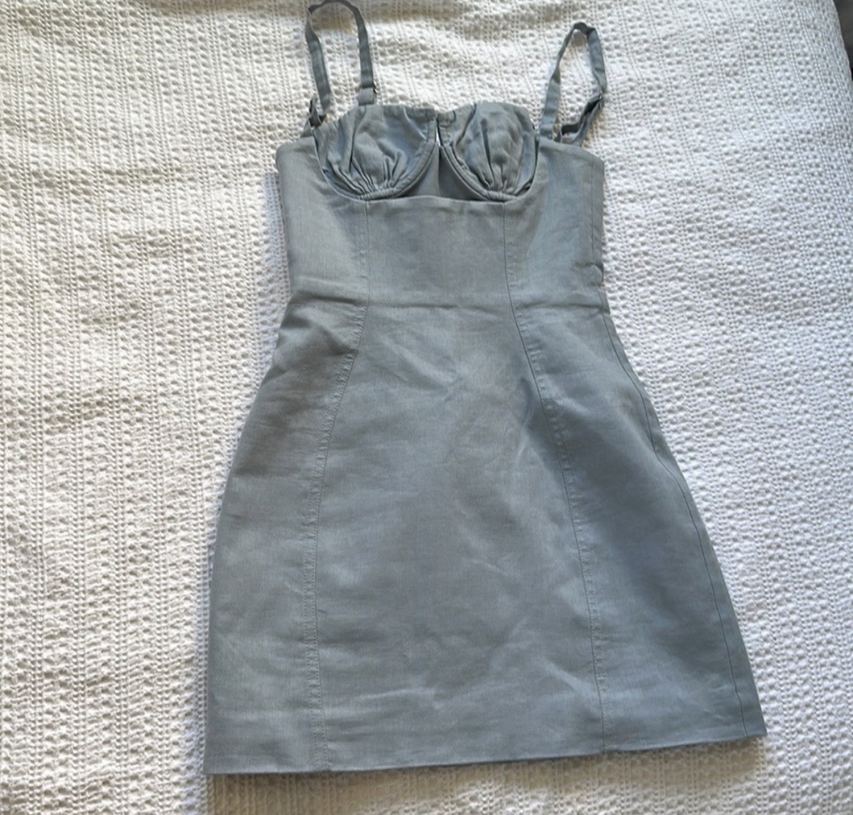 Oh Polly Bustier Dovie Mini Dress Lace-Up Back Strappy Blue RUSH size 4