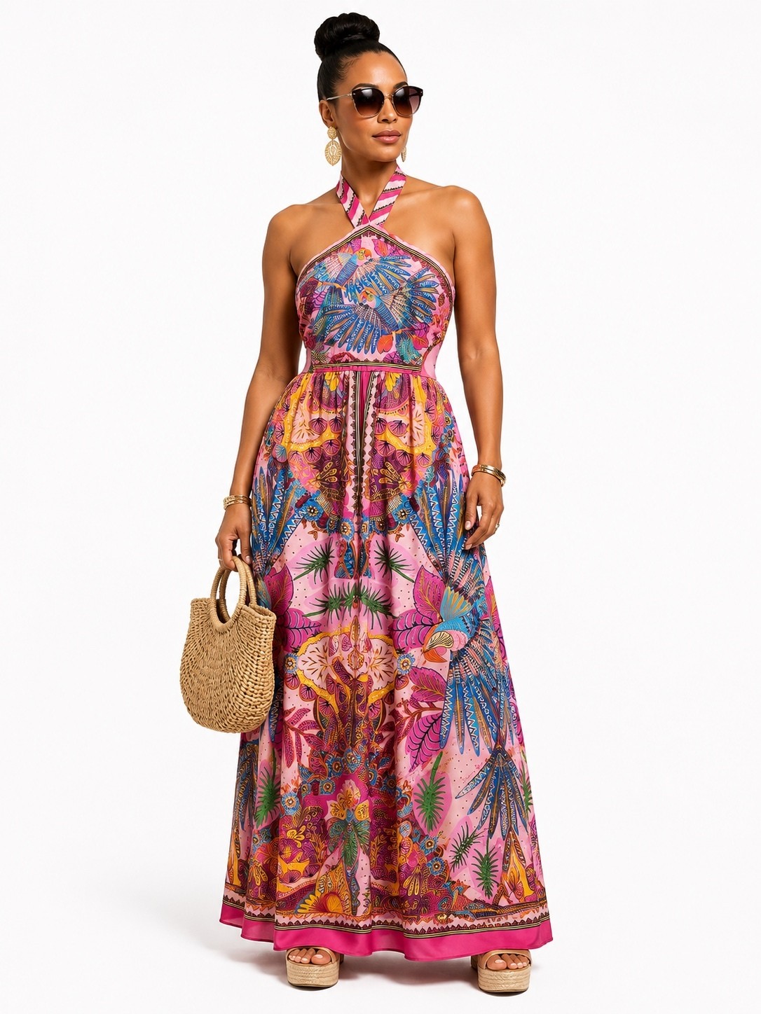 Farm Rio Macaw Scarf Maxi Dress-Size XS