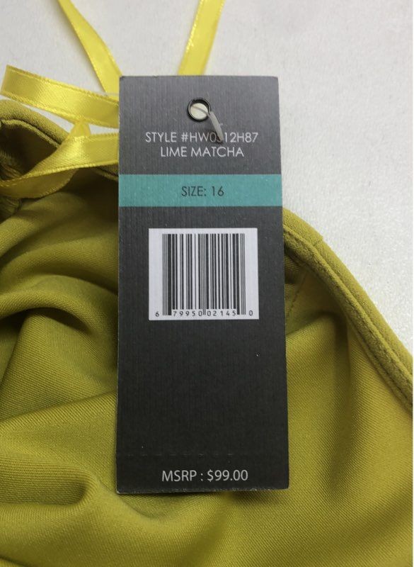 Sharagano Women’s Lime Matcha Mock Neck Sleeveless Sheath Dress NWT Size 16