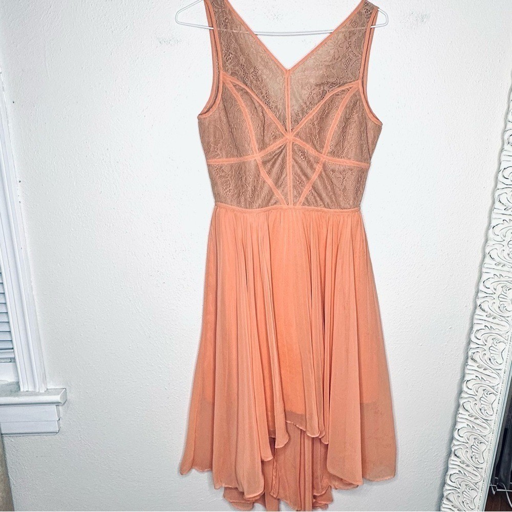 BCBG Paris Lingerie Illusion Lace Pleated Dress Size 4