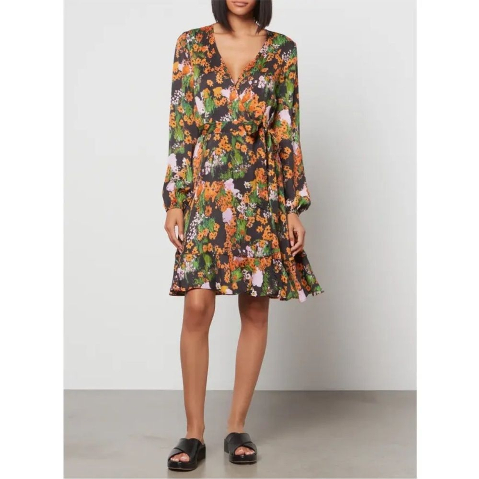 Stine Goya Rania Floral Wrap Canvas at Night Boho Mini Dress Size Small NO BELT