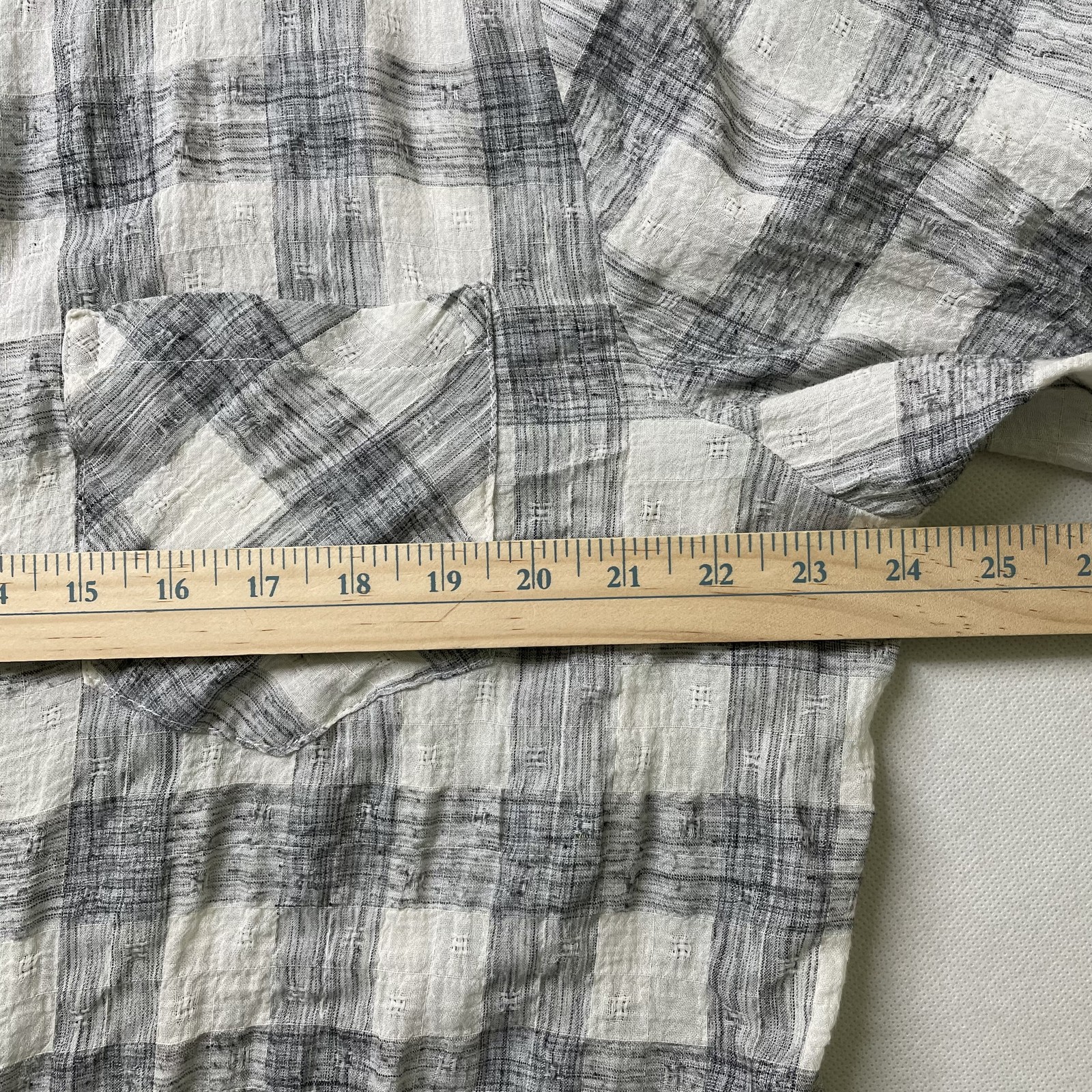 Easel Shirt Dress Plaid Long Sleeve Button Front Cotton Gray White Size S