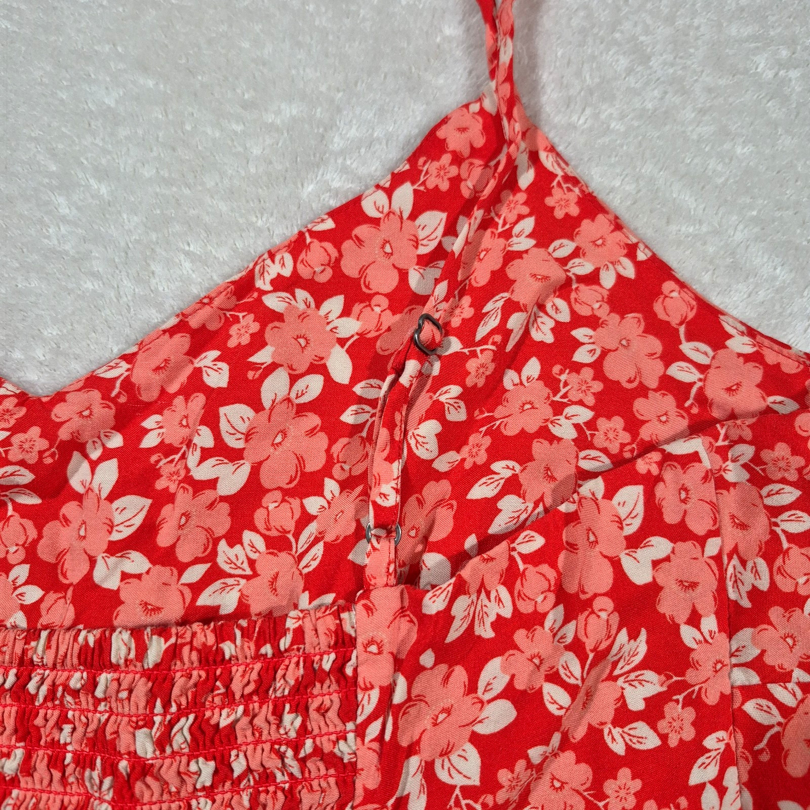 Gap Floral Sundress Women’s Small Orange White Fit & Flare Vacation Summer Boho