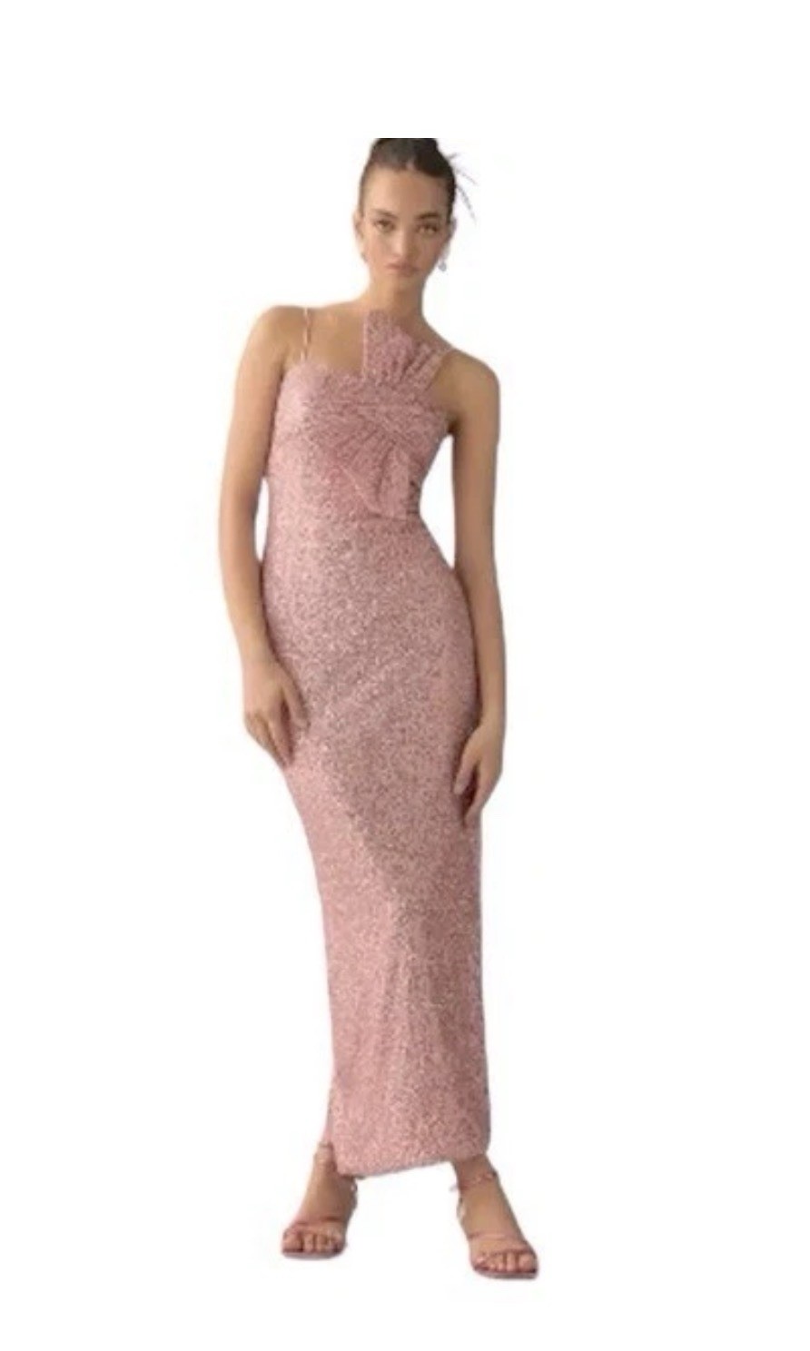 MAC DUGGAL Sequined Faux Bow Column Gown Pink Sequin Size 4 NWT $398