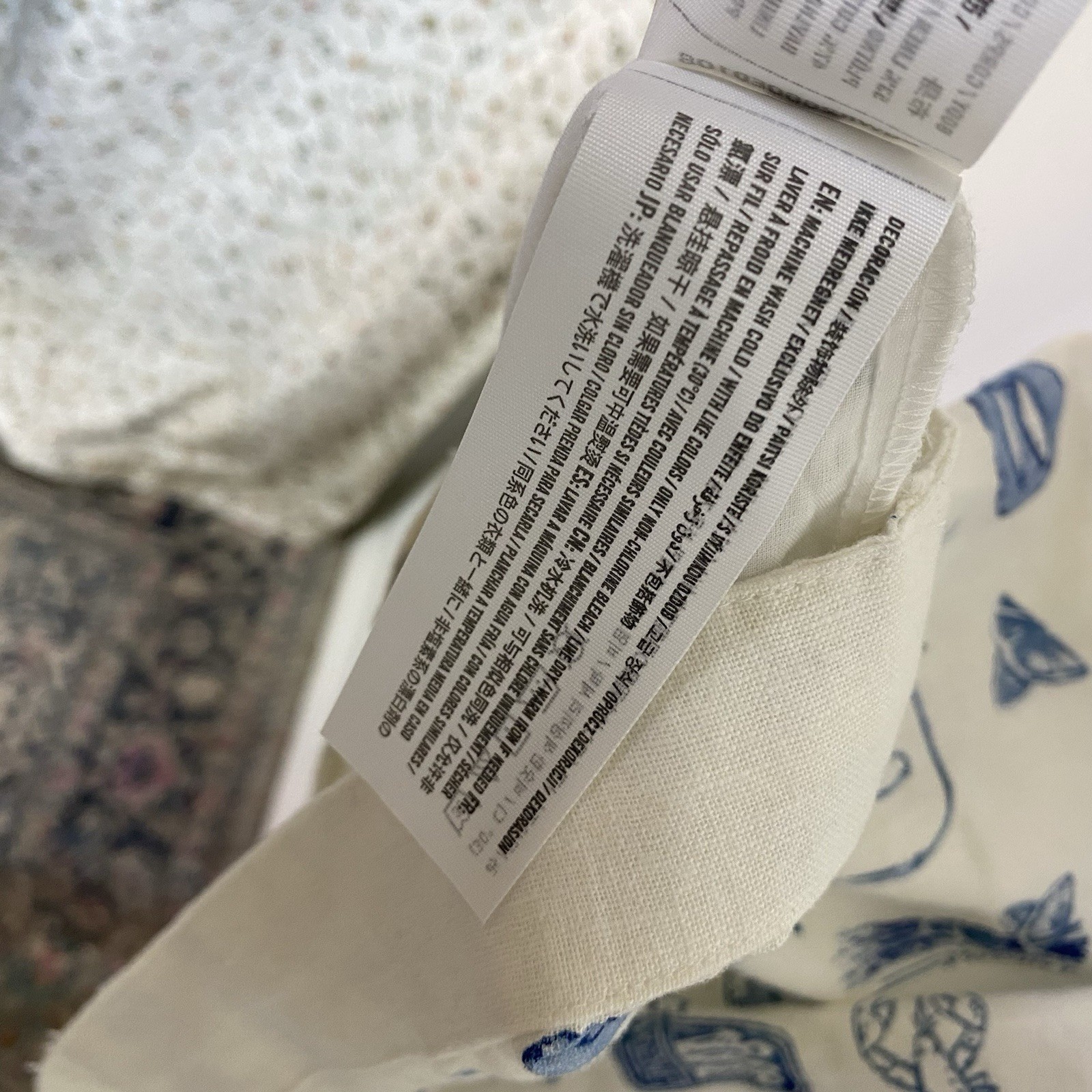 Abercrombie & Fitch Linen cotton Wide Strap Printed Mini Dress XXLp white blue
