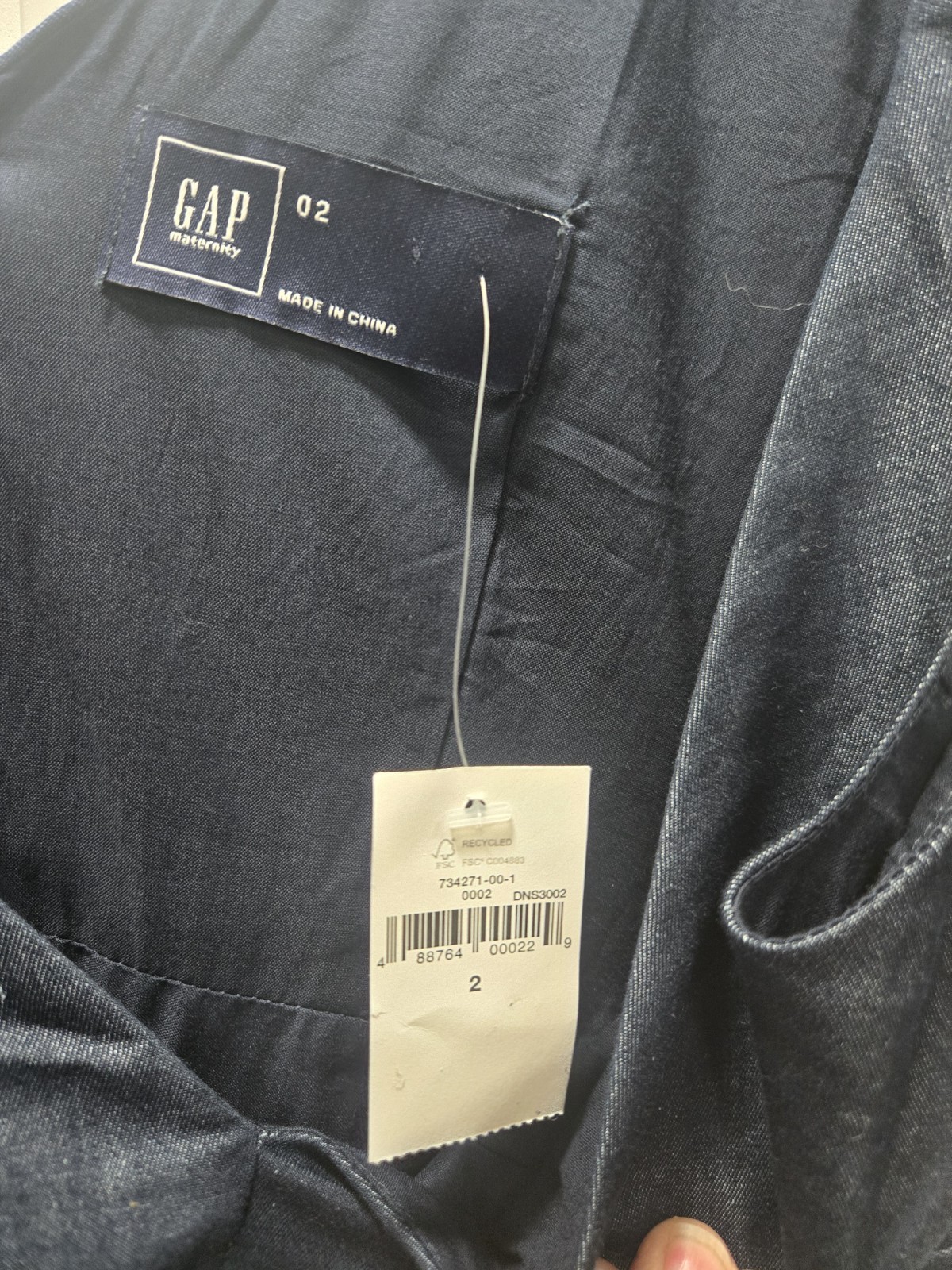 GAP Denim Blue Solid Denim V-Neck Sleeveless A-Line Dress Pockets, Sz 2