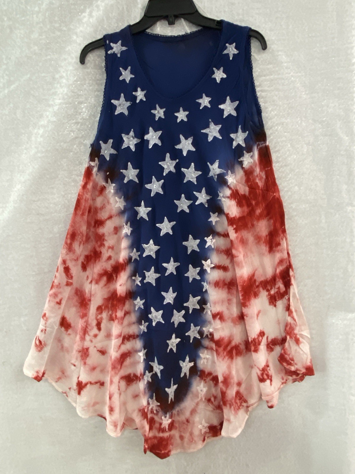 TRUE ROCK American Flag Dress Patriotic Stars & Stripes Tie Dye Sleeveless OS