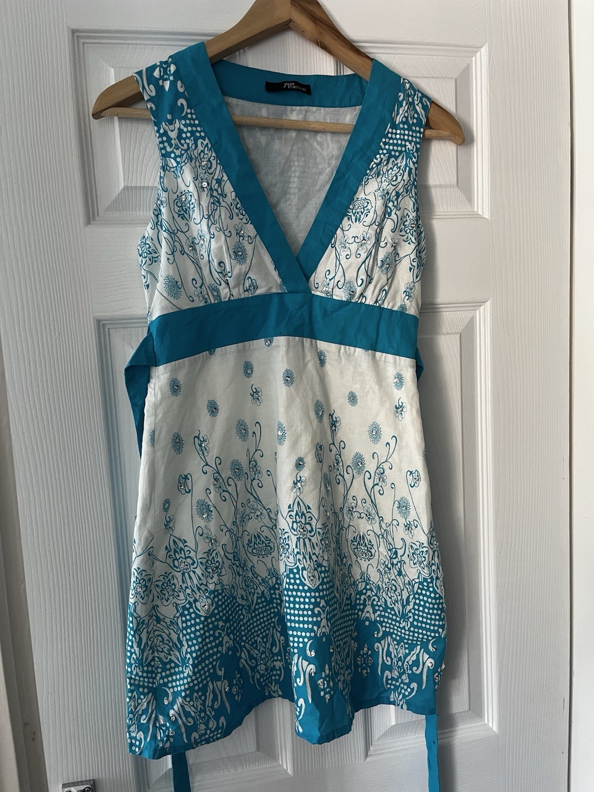 Summer Dress Y2K Jayne Norman Diamonte Detail Tie Waist Dress Size 6