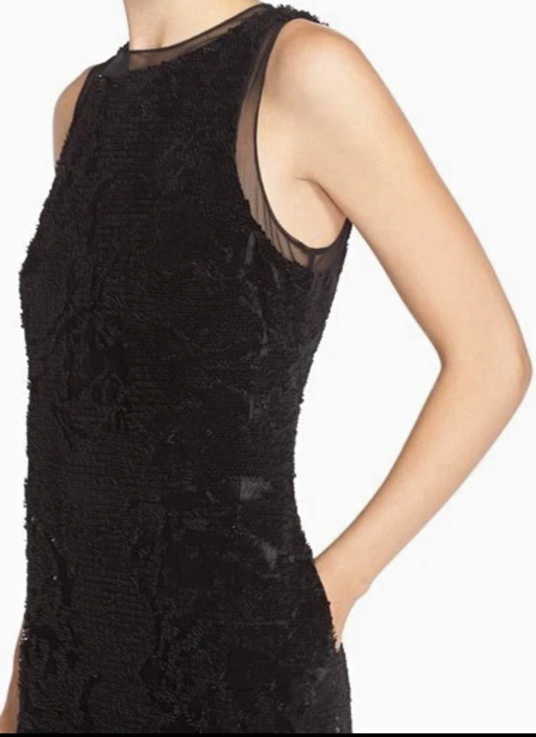 Julia Jordan Black Sequin Sheath Dress Sleeveless Round Neck Knee Length 6
