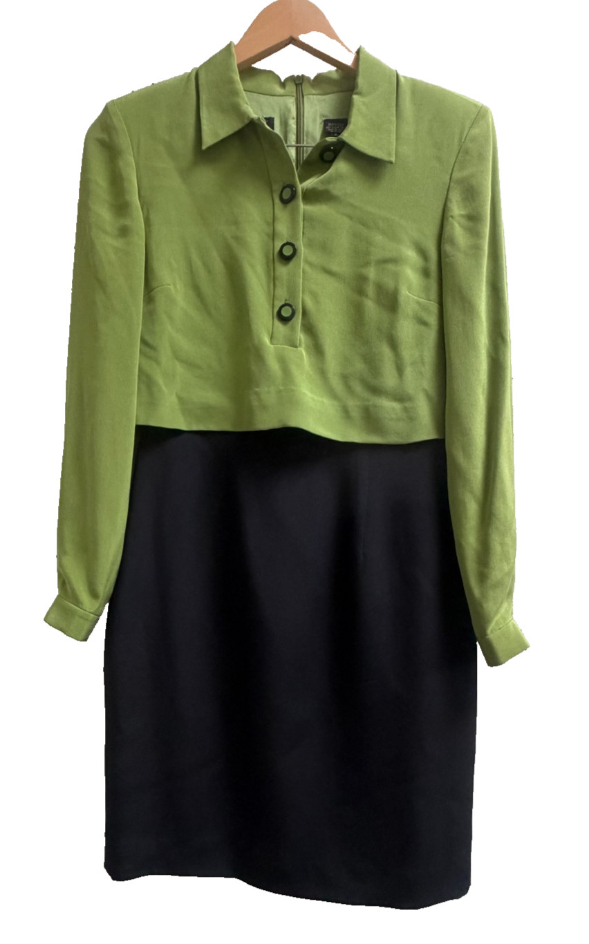YL Shirt Dress By Yair 100% Silk Bright Green Size 2