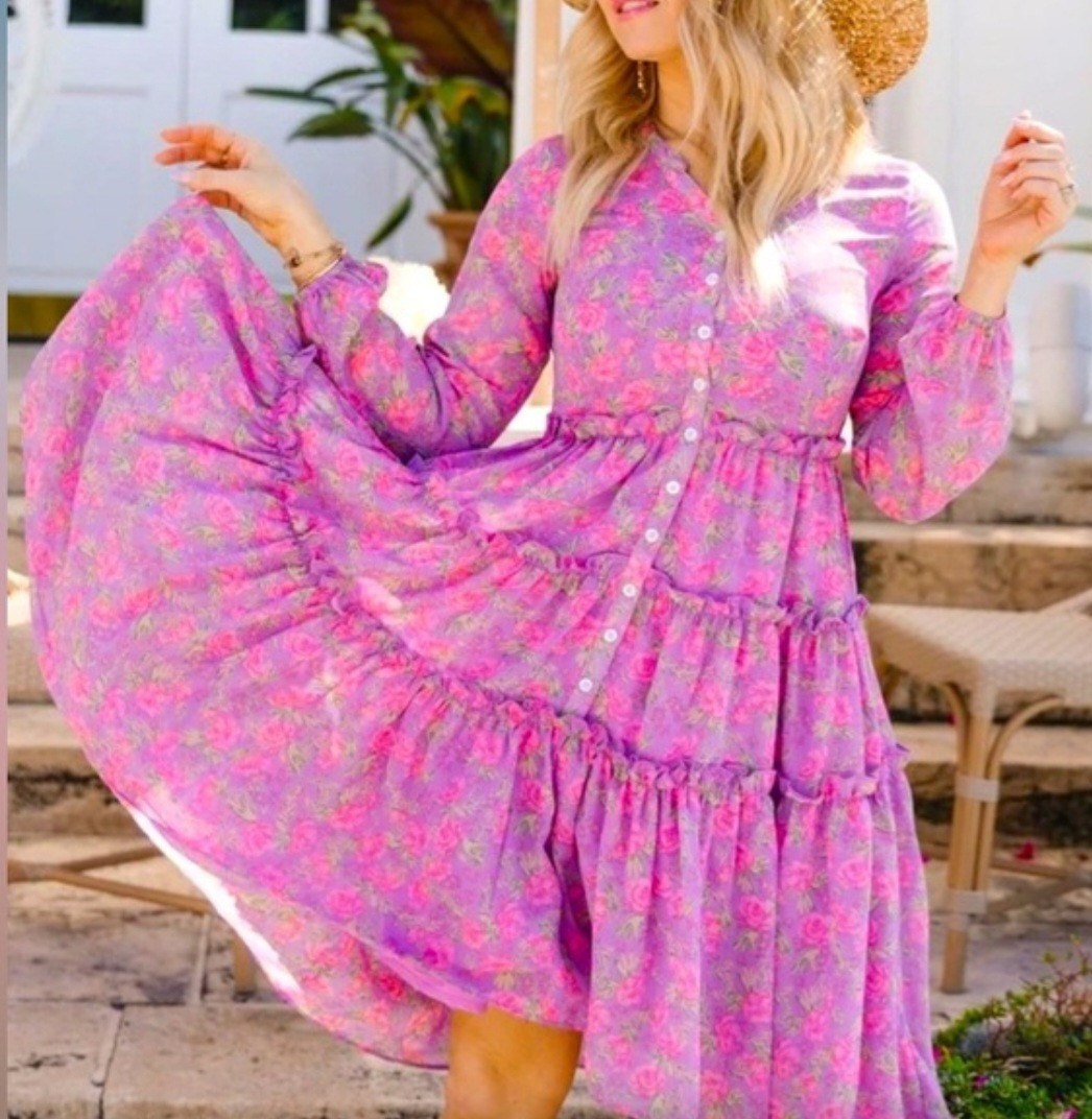 Ivy City Co Lydia Dress in Pink XL NWT Floral long sleeve sundress cottagecore