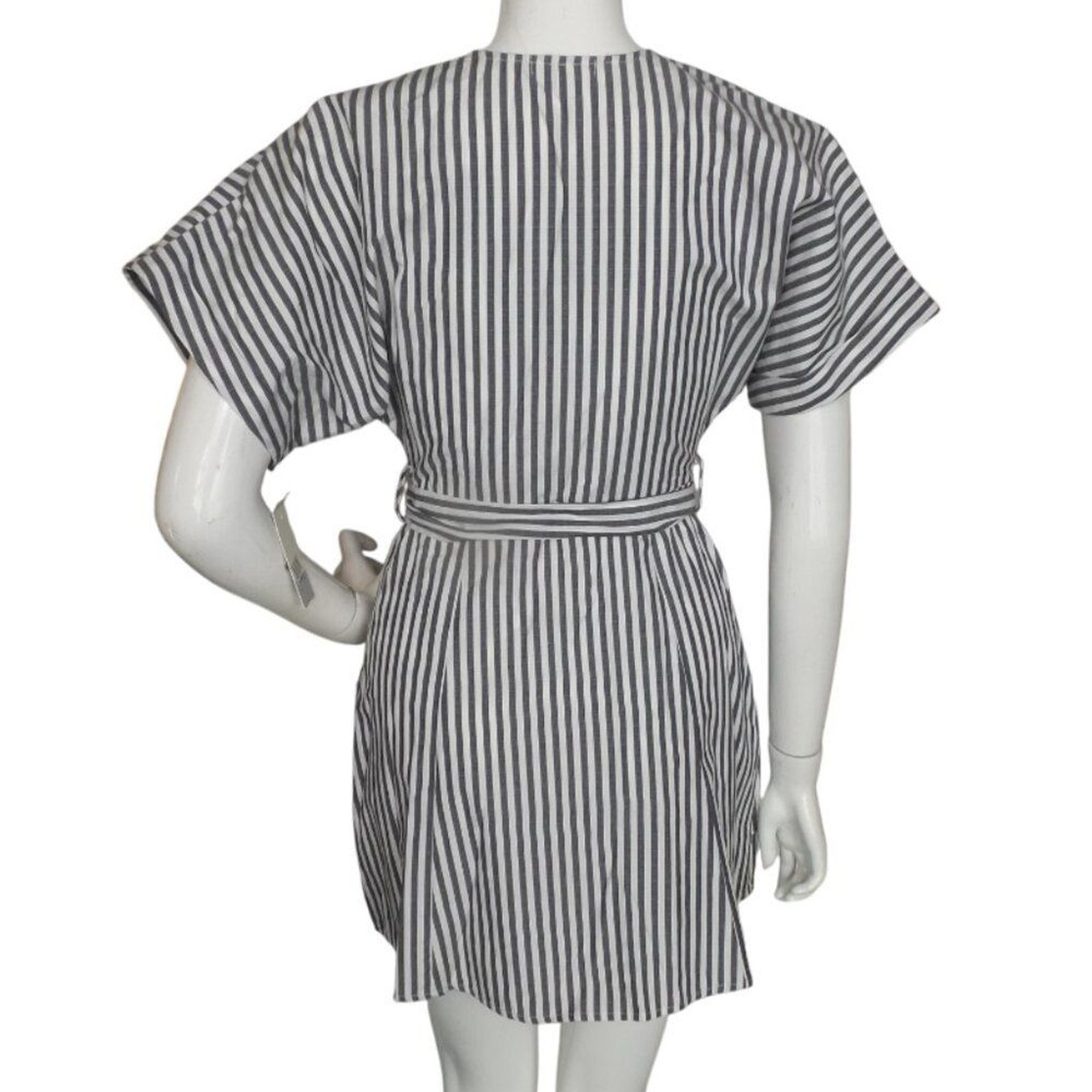 new BP Dress, XXS, Grey/White Stripes, Mini, Buttons, Pockets, Summer, Belt