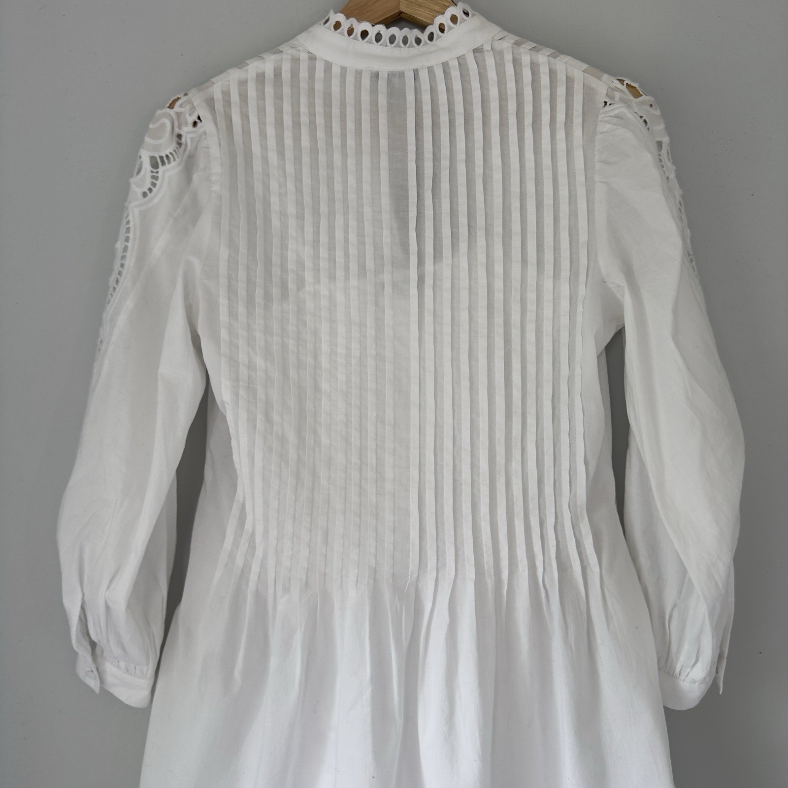 NWT Madewell Sz XXS Pintucked Eyelet Mini Dress White Embroidery Cotton NU568
