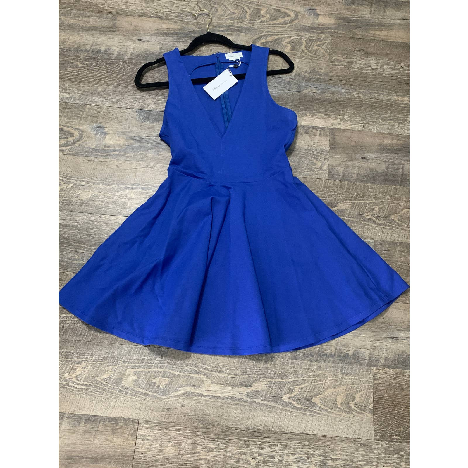 Lovers + Friends Dress Womens Medium Blue Sleeveless V-Neck Zip Back Mini