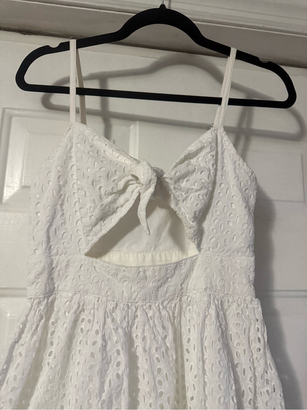 MICHAEL Michael Kors White Eyelet Tie Front Cutout Midi Dress Size 2