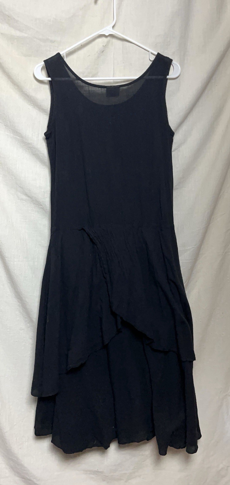 CMC Gauzy Cotton Tiered Black Maxi Dress Small