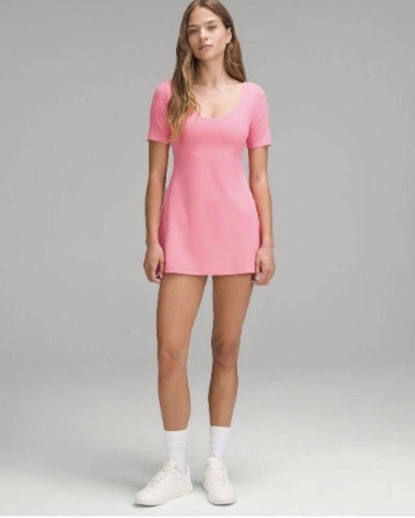 NWT Size 14 Lululemon Align Short Sleeve Dress Sakura Pink