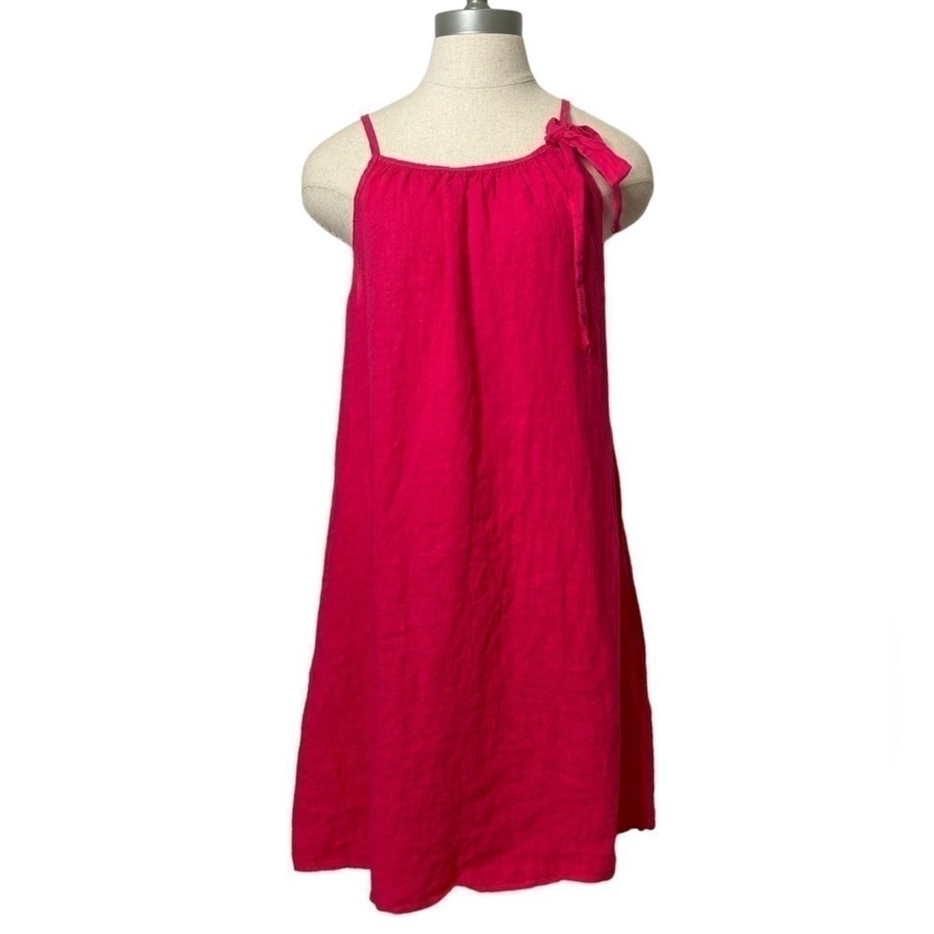 Lungo L’arno Women’s Pink Linen Dress Made In Italy Summer Beach Casual Small