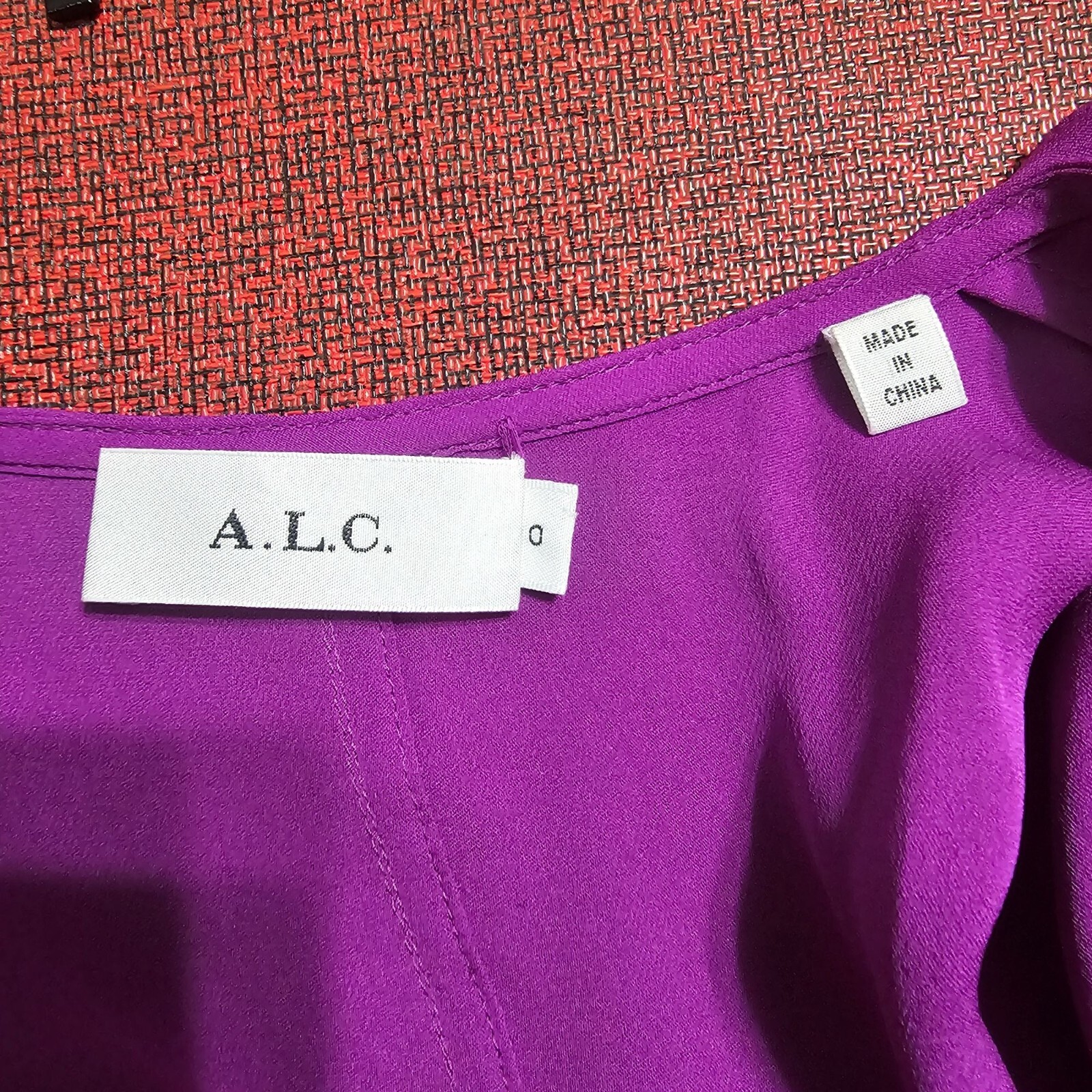 A.L.C. Claire Hanky Hem Silk Wrap Dress Sz 0 Purple Fuchsia Belted‎ Waist Fairy