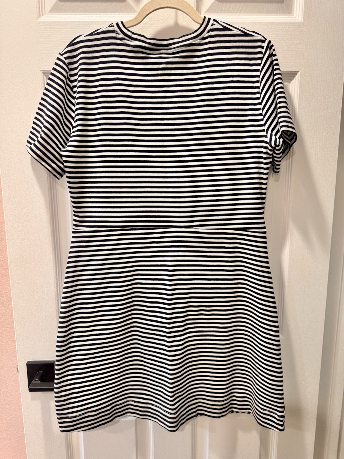 Halogen Stripe Twist Detail Stretch Cotton T-Shirt Dress
