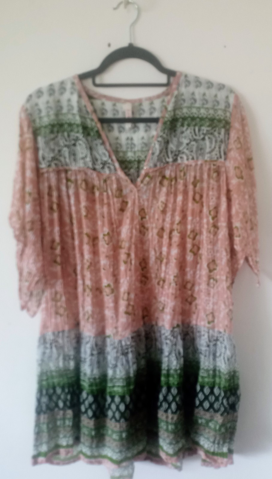 Raga Pink Love Maze Slit Sleeve Boho Gypsy Festival Party Babydoll Mini Dress