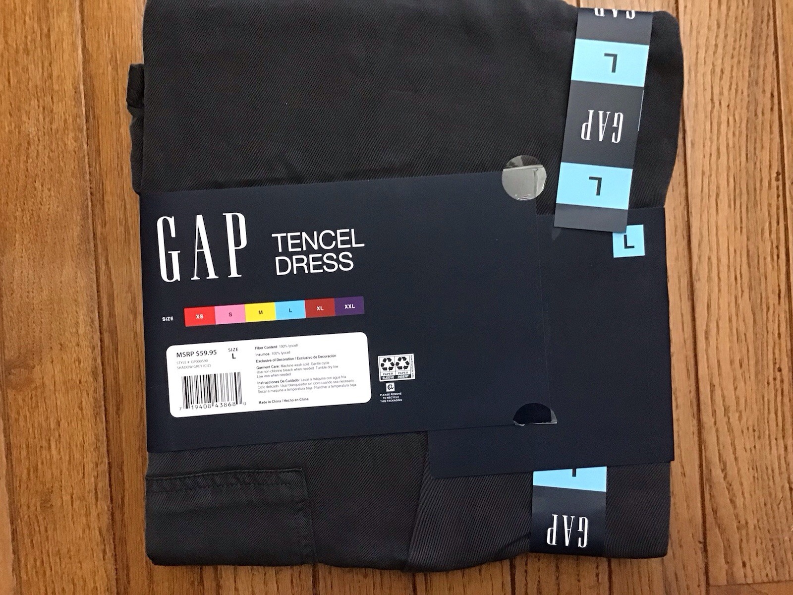 New GAP Large Womens Lightweight Relaxed Fit Pocketed Tencel Dress gray (D12)