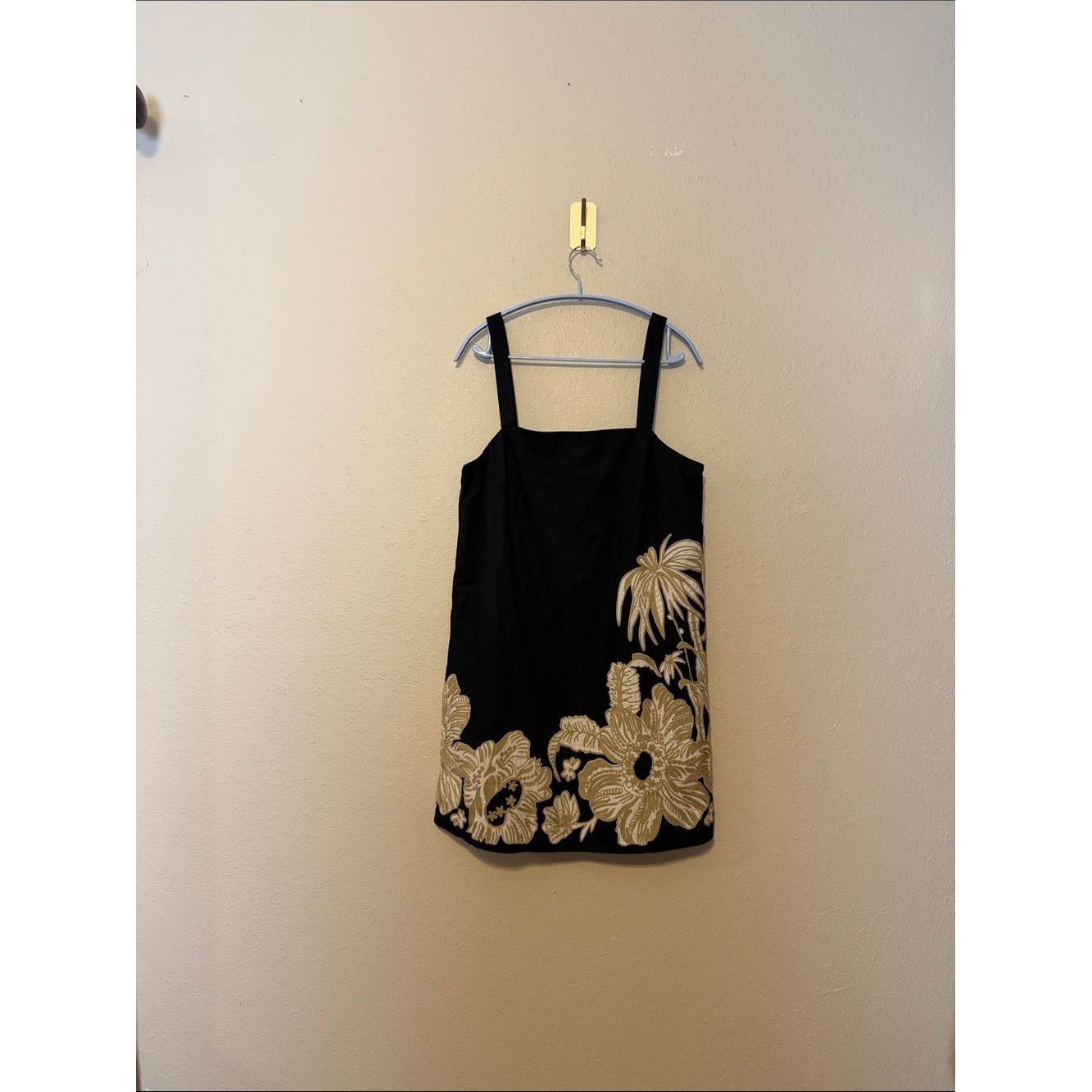 Banana Republic Embroidered Mini Shift Dress Black Tan Size Medium Petite NWT
