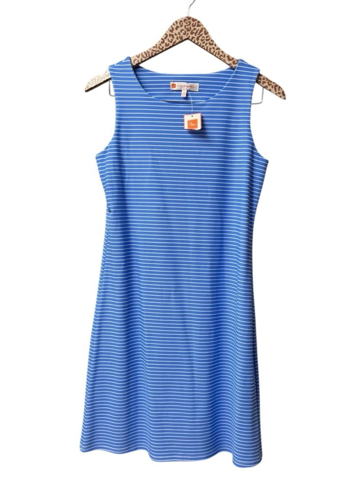 Jude Connally Beth Sleeveless Mini Dress Thin Stripe Periwinkle Blue Small NEW