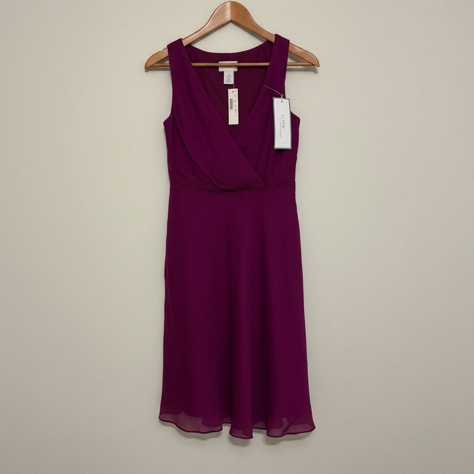 NWT J.Crew Evie Silk Chiffon Dress Spiced Wine Purple Bridesmaid Cocktail 2