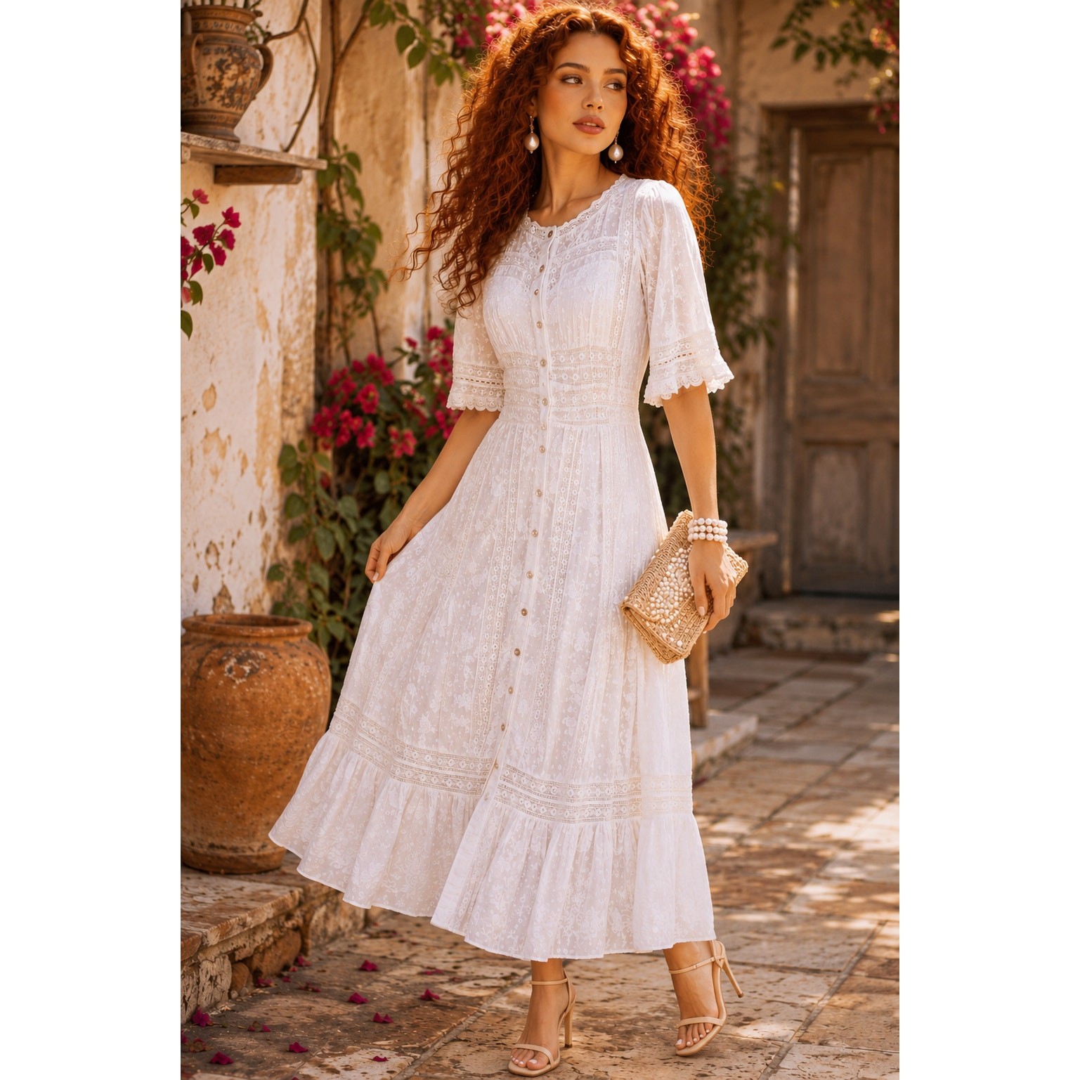 LoveShackFancy Minka Heritage Maxi Dress in True White – Size 6