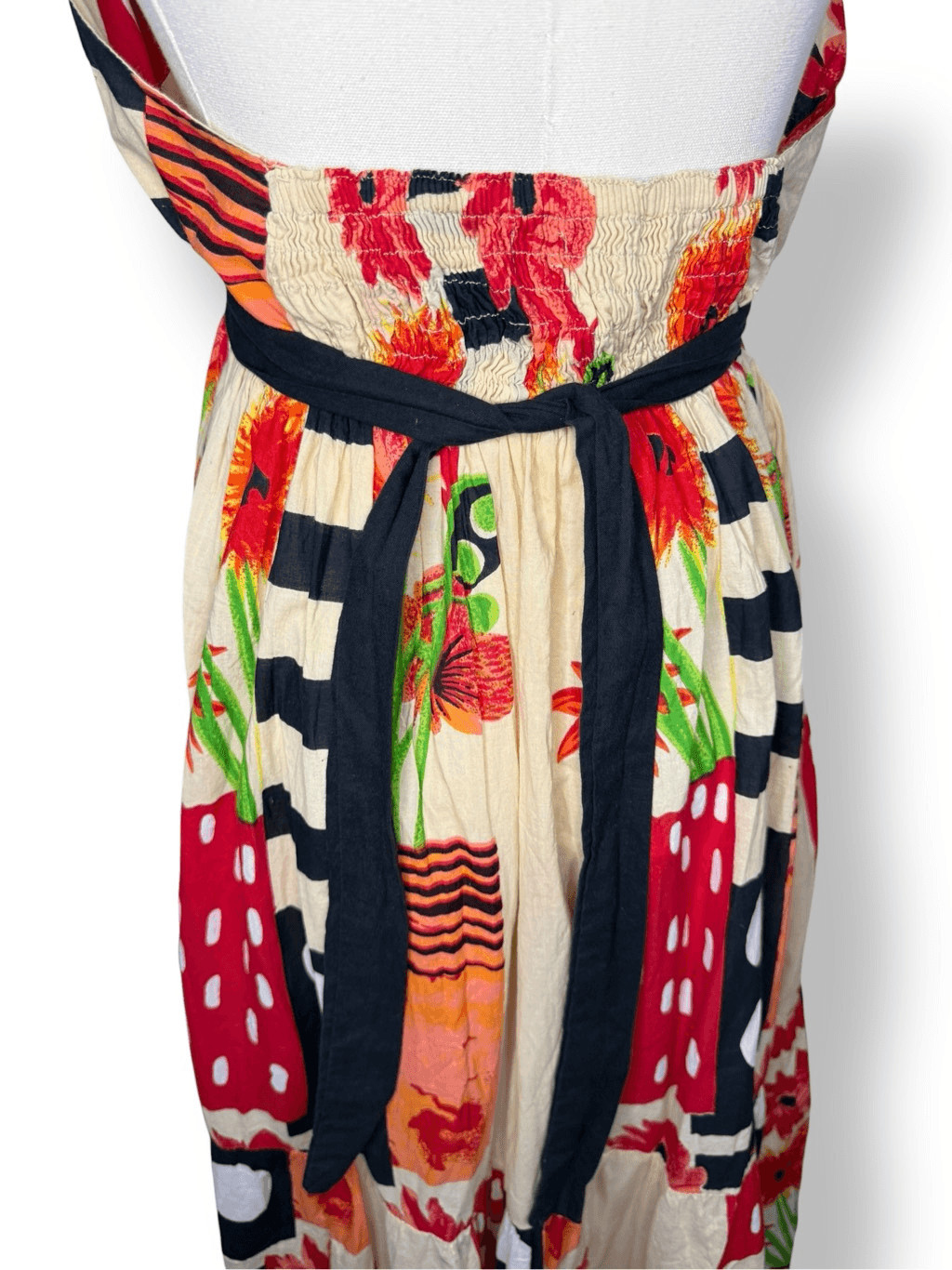 Advance Apparels Women’s XL Floral Midi Dress Halter Tiered Geometric Patchwork