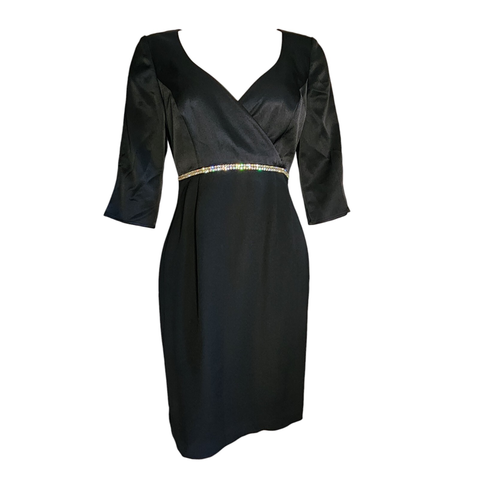 Andrea Polizzi for Rex Lester Dress Womens 6 Black Jeweled Cocktail Event LBD