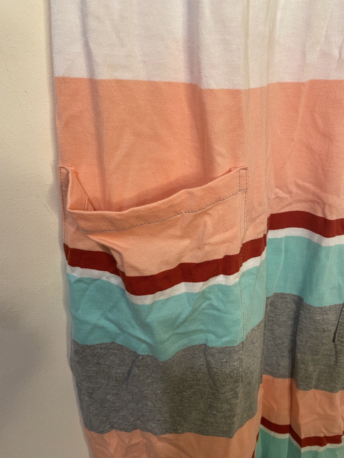WHITE STUFF Orange Green Striped Double Pocket Sleeveless Dress Size 10 EU 38